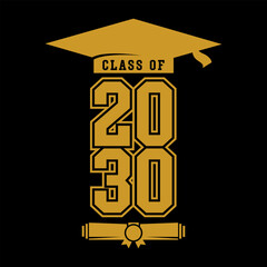 Class of 2030 design, College t-shirt design printable text vector	