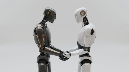 render of human and robot shaking hands, showcasing future partnership and innovation