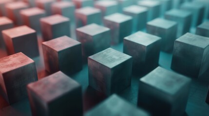 Fototapeta premium Floating holographic data cubes, Abstract, Cyan and magenta, 3D render, Representing secure data blocks