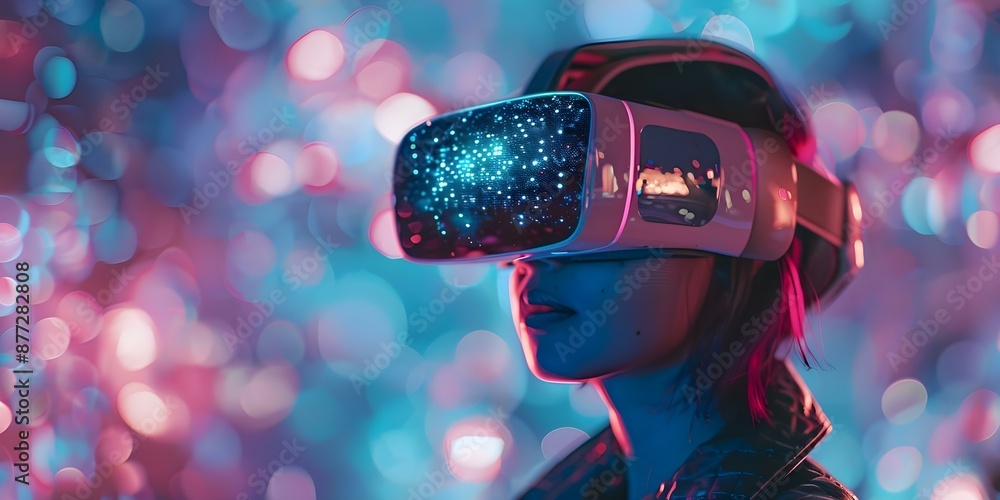 Aufkleber futuristic tech merging social media virtual reality robotics ai space exploration. concept tech tre