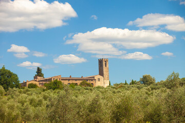 Italia, Toscana, Chianti, la Pieve del paese di San donato in Poggio.