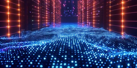 3D rendering big data technology background network creative map