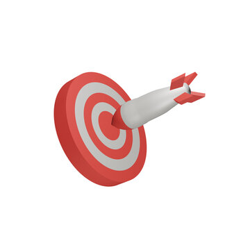 Cute Red Arrow Object Hints at Target or Destination 3D Icon Rendering Transparent Background