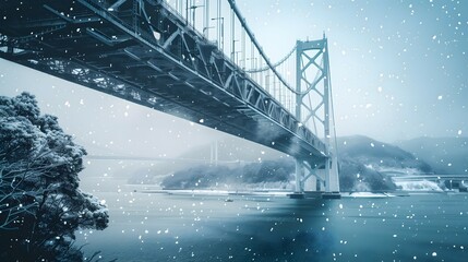 
bridge, snow, winter, white, cold, frozen, ice, serene, peaceful, covered, flakes, frost, chilly, scenic, tranquil, snowflakes, blanket, crisp, glistening, icy, powder, snowy, frosty, wonderland