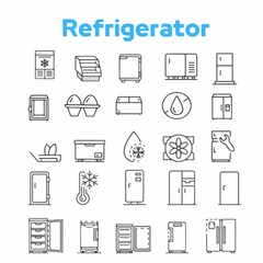 Fridge icons set. Outline set of fridge vector icons for web design isolated on white background