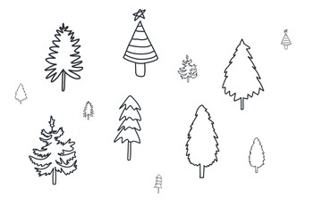 Christmas tree cute doodle organic line hand drawn
