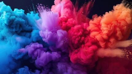 Fototapeta premium Vibrant macro photography of colorful powder explosion