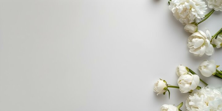 White floral wedding invitation card with blank space for date and details. Concept White floral wedding invitation template with blank space for date and details