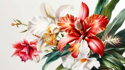 Obraz premium Vintage botanical illustration of exotic flowers