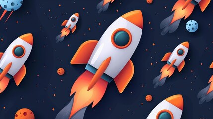 Whimsical pattern with space exploration theme