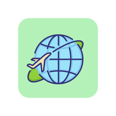 Air travel line icon. Plane, journey, transportation. Airline concept. Vector illustration can be used for topics like travelling, destination, tourism