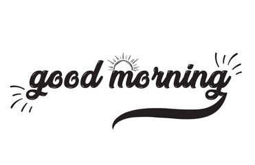 Good morning vector line calligraphy. Vector illustration of wish good morning. Typography design isolated on white background. Handwritten modern continuous line lettering with swooshes.