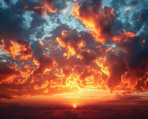 Naklejka premium Heavenly Golden Hour Skies: Serene Cloudscape at 5:4 Ratio