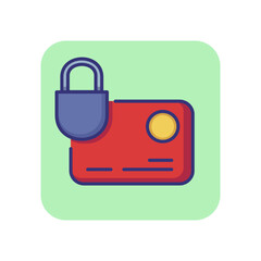 Card protection line icon. Credit card, lock, padlock. Finance concept. Can be used for topics like payment security, banking, money, transaction