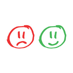 Hand drawn smile emoji icon set. Vector illustration