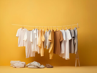 Laundry service, Ironing on clothes, hygiene and cleaning clothes on washing machine, Housekeeping lifestyle, housework concept, Laundry and dry cleaning business