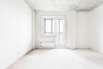 interior of the apartment without decoration in gray colors. rough finish