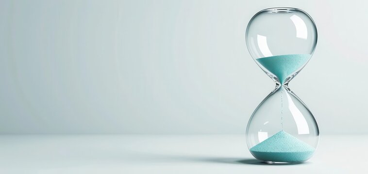 An hourglass sitting alone on a plain background