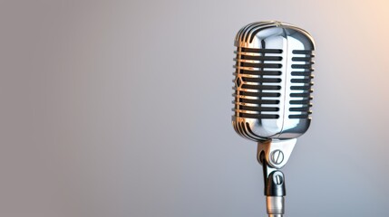 Fototapeta premium Classic chrome microphone in a minimalistic setting