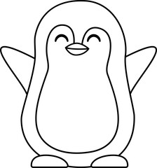 Cute penguin outline vector