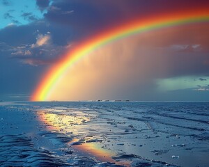 Rainbow Breaking Through Storm Clouds - Hope and Resilience Concept