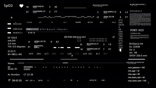 Medical UI HUD text data monitoring . Futuristic Technological Interface.PNG Alpha