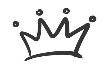 Doodle king queen crown. Hand drawn logo black set. Vector kingdom sketch concept.