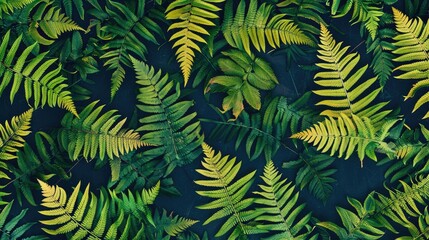 Fern leaves pattern, wallpaper background. Green leaves nature background