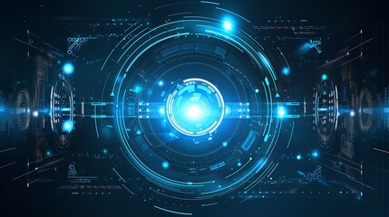 Futuristic circle vector HUD interface screen design. Abstract style on blue background. Abstract vector background. Abstract technology communication design innovation concept background