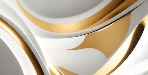 Elegant Abstract Art: Dynamic golden Curves and Flowing Lines in Shades of Azure and White