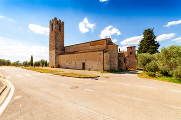 Italia, Toscana, Chianti, la Pieve del paese di San donato in Poggio.