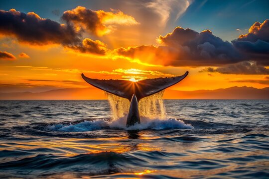 cola de ballena en el atardecer chubut puerto madryn