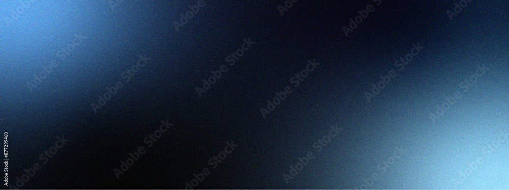 Poster Dark blue gradient background with glowing light noise texture effect.  Grainy Dark blue gradient background. Glow template with empty space and textured and grainy noise