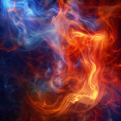 Fototapeta premium Abstract Fire and Ice Smoke Effect. Vibrant Swirling Blue and Orange Flames Background for Creative Desig