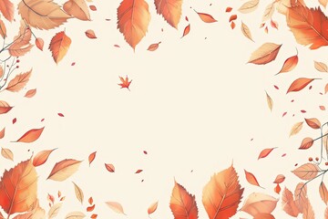 Autumn-themed illustration with a scattering of orange and brown leaves framing a light background for seasonal or nature-related designs.
