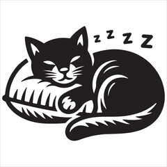 silhouette of cat sleeping on pillow