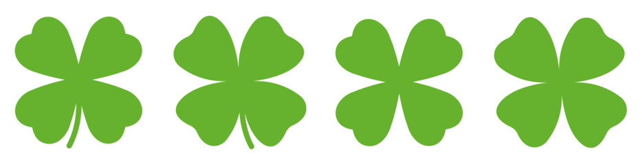 Shamrock Icon Green. Clover Icon Set. Shamrocks Icon. Leaf Clover. Irish Symbol. St Patrick's Day Logo. Luck Sign. Vector Illustration. Vector Graphic.