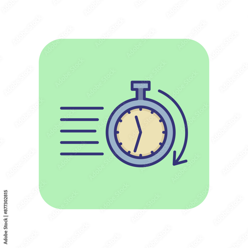 Poster time line icon. stopwatch with arrow in motion. time management concept. can be used for topics like