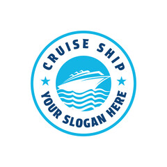 cruise ship logo design concept idea with label circle stamp