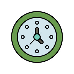 clock color line icon with white background vector stock illustration