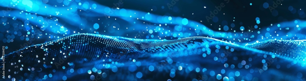 Poster futuristic point wave. abstract background with a dynamic wave. stock. 3d environment for big data t