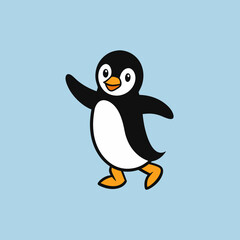 Penguin on snow with dancing vector