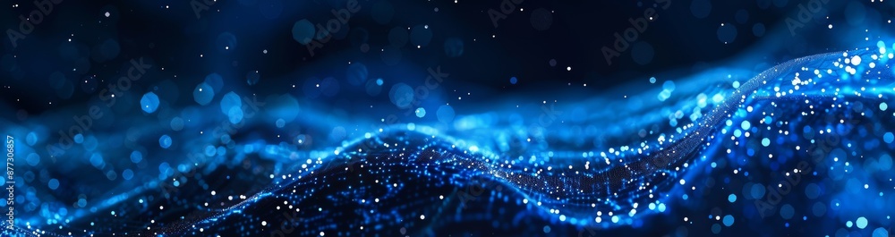 Poster a futuristic wave on a dynamic background. a connecting wave. stock. data science and big data rende