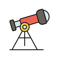 telescope color line icon with white background vector stock illustration