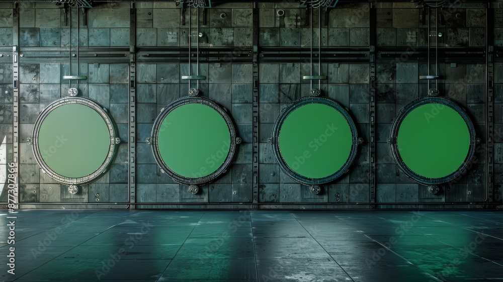 Poster view from a window inside a futuristic spaceship. 3d rendering.