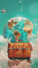 Naklejka premium World Tourism Day. people travel. on vacation. travel around the world