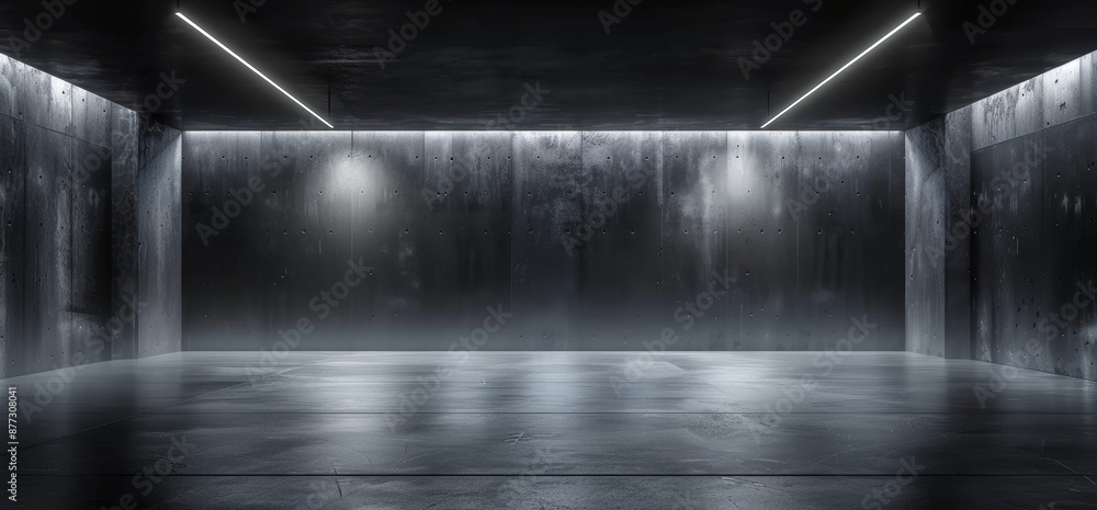 Poster stylish 3d rendering of a triangle-shaped grunge concrete building in a sci-fi futuristic environmen