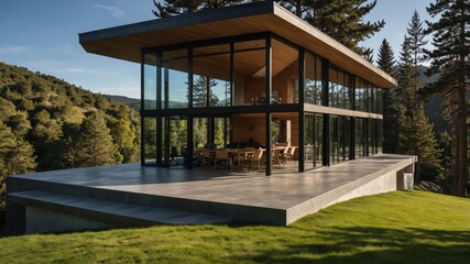 Glass-and-Steel Mountain House