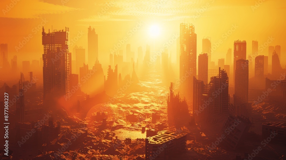 Aufkleber imaginative 3d rendering of futuristic architecture. imaginative rendering of science fiction citysc