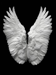 Fototapeta premium Baby Angel Wings. White Feathered Angelic Element Isolated on White Background